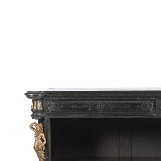 Furniture - Napoleon III bookcase - 19th century. Made of oak wood, from the 19th century, with two shelves. Gilded bronze...
