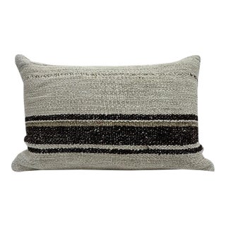 Turkish Hemp Pillow Cushion Natural Cream Black Brown Pillow Cushion Cover 16" x 24" For Sale