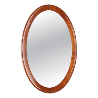 Oval Mirror with Walnut Frame, 1940s For Sale