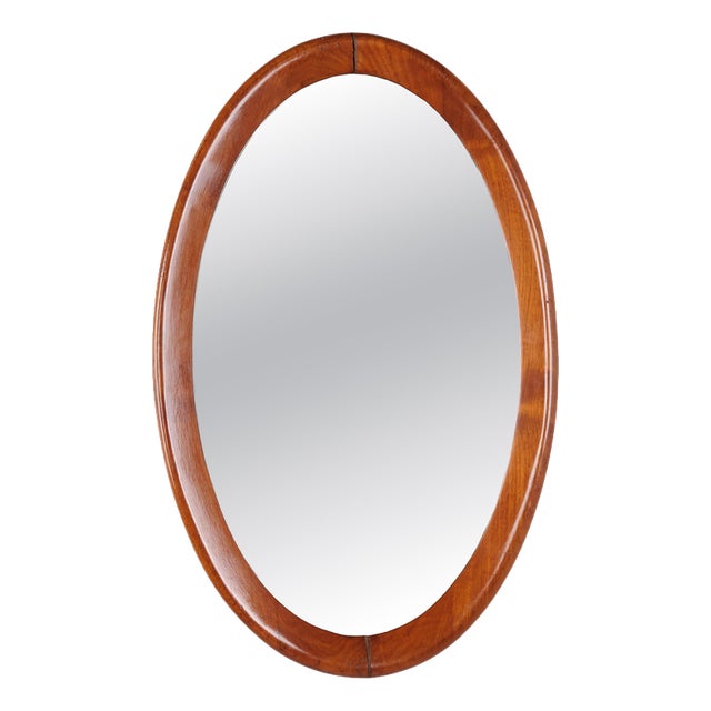 Oval Mirror with Walnut Frame, 1940s For Sale