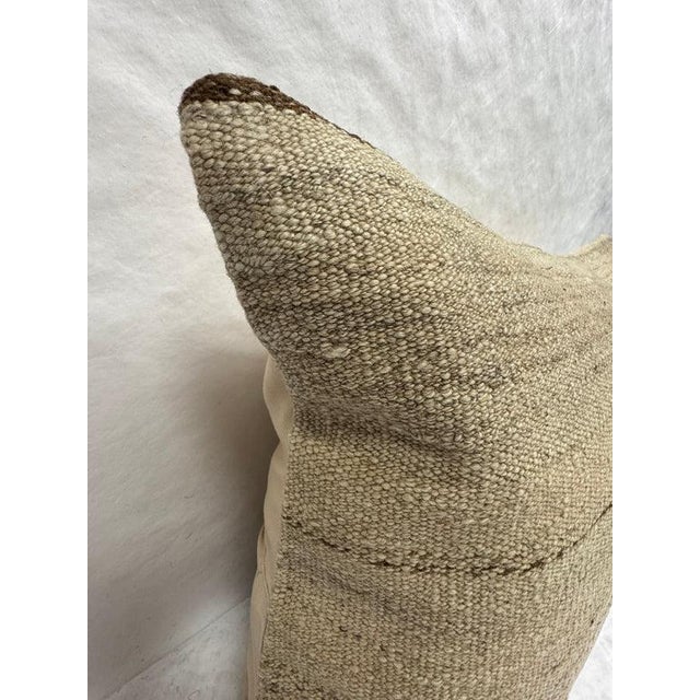 Turkish Hemp Pillow Cushion Natural Brown Beige Pillow Cushion Cover 16" x 24" For Sale - Image 4 of 4