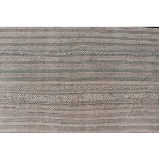 Mid 20th Century Vintage Turkish Kilim With Striped Flatweave Design in Soft Neutral Tones For Sale - Image 5 of 11