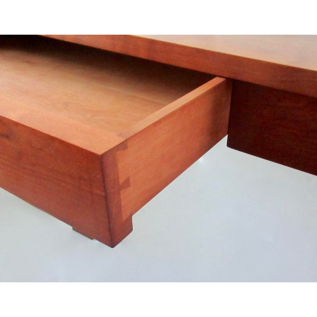 C. 1987-88 Minimalist Cherry Wood Hand-Crafted Console Table With Center Drawer For Sale - Image 13 of 15