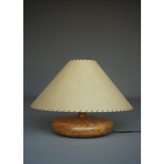 French Turned Elm Wood Table Lamp, 1950s For Sale - Image 6 of 13