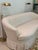 Vintage Curved Skirted Sofa Reupholstered in Ivory Silk Damask For Sale - Image 9 of 13