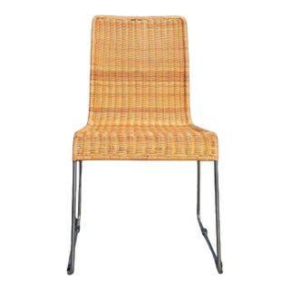 Mid-Century Modern Rattan and Chrome Side Chair, 1970s For Sale