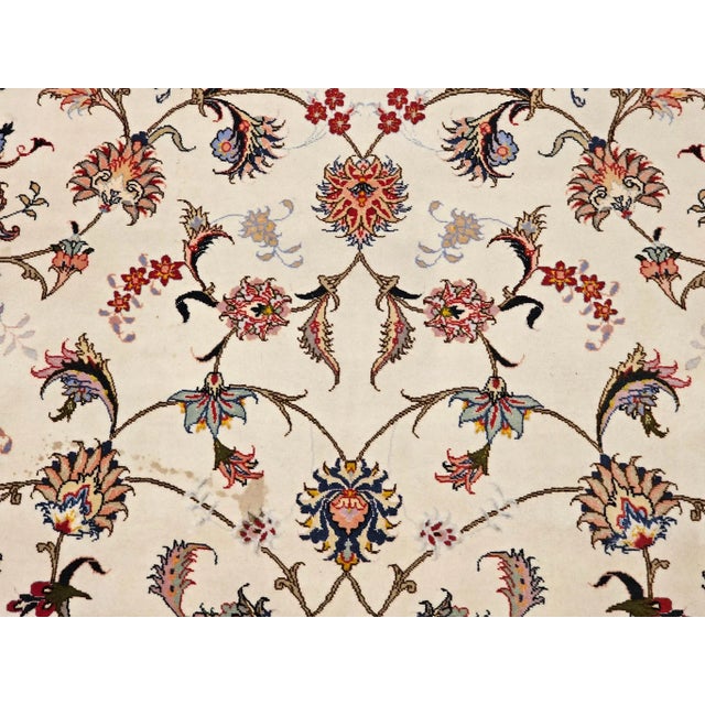 Vintage Persian Tabriz Rug, Handwoven Allover Floral Pattern, Ivory & Pale Pink, 7’ X 10’ For Sale - Image 4 of 12