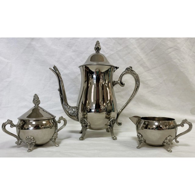 Vintage 3-Piece Tea Service, Silverplate With Floral Details For Sale - Image 13 of 13