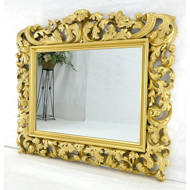 Massive Large Heavy carved Gold Gilt Frame Wall Mirror Regency Style For Sale - Image 6 of 17