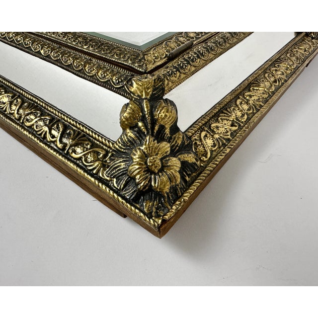 Metal Vintage Mirror with Hooks, 1930s For Sale - Image 7 of 11