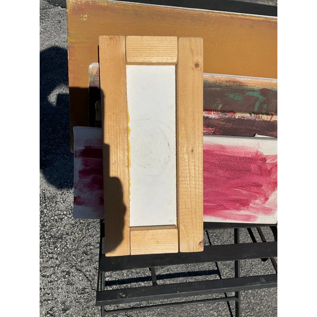 Early 21st Century Vintage Russell Christoffersen Abstract on Canvas in Yellow and Pink- Signed For Sale - Image 5 of 6