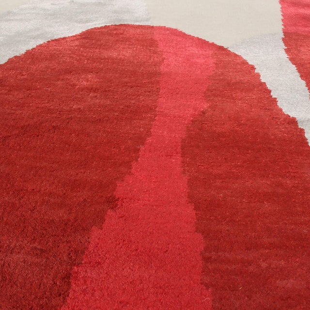 Modern Mid Century Modern Style Rug, Red, White - Boobyalla No. 2 by Rug & Kilim For Sale - Image 3 of 6