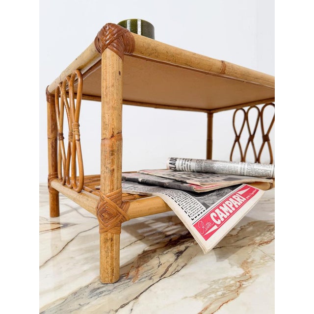 1960s Mid-Century Modern Italian Riviera Coffee Table in Bamboo with Rattan and Wicker, 1960s For Sale - Image 5 of 18