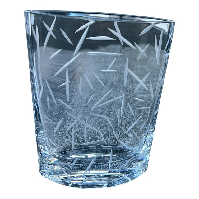Late 20th Century Nambe Crystal Pocket Vase With Confetti Like Etching For Sale