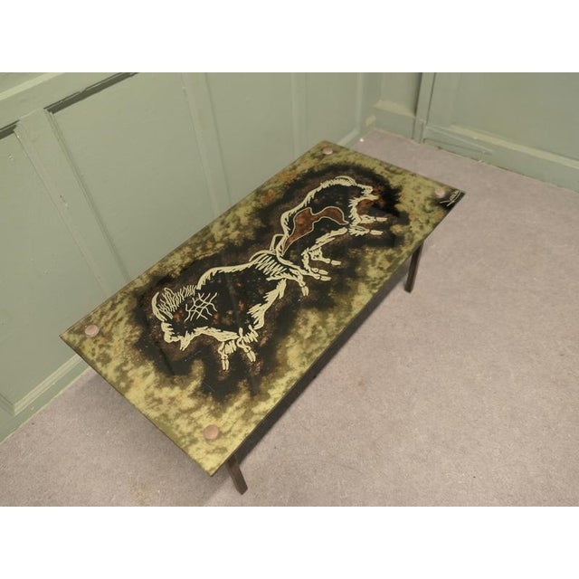 Glass Modernist Italian Eglomisé Glass Top Coffee Table, 1961 For Sale - Image 7 of 9