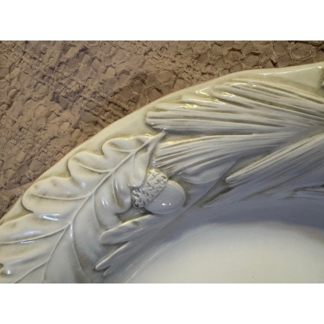Vintage White Ceramic Embossed Serving Bowl by La Ceramica VBC For Sale - Image 11 of 12