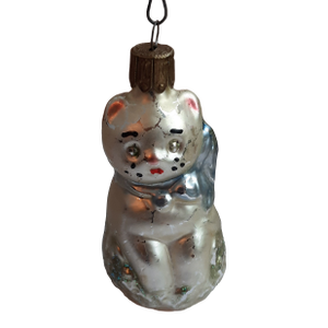 Vintage Christmas Cat Kitty Mercury Glass Ornament