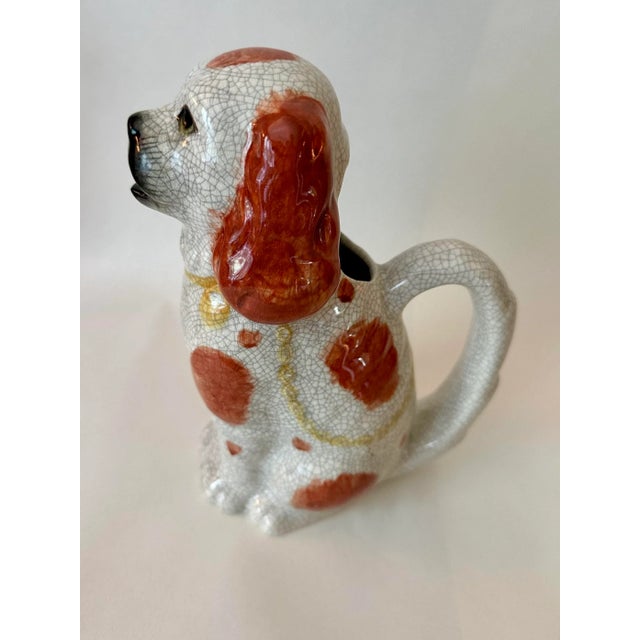 English Vintage 1970s Fitz and Floyd Staffordshire Dog Water Pitcher or Vase For Sale - Image 3 of 7