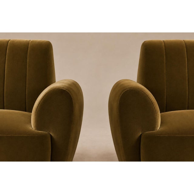 Pair of Brazilian Modern Armchairs in Pau Marfim and Olive Mohair, Brazil, 1960s For Sale In New York - Image 6 of 18