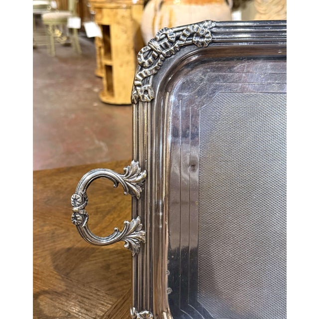 19th Century French Louis XVI Silvered Bronze Serving Tray For Sale - Image 4 of 8