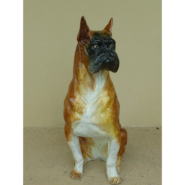Ceramic 1970s Vintage Italian Boxer Dog Glazed Terra Cotta Model For Sale - Image 7 of 7
