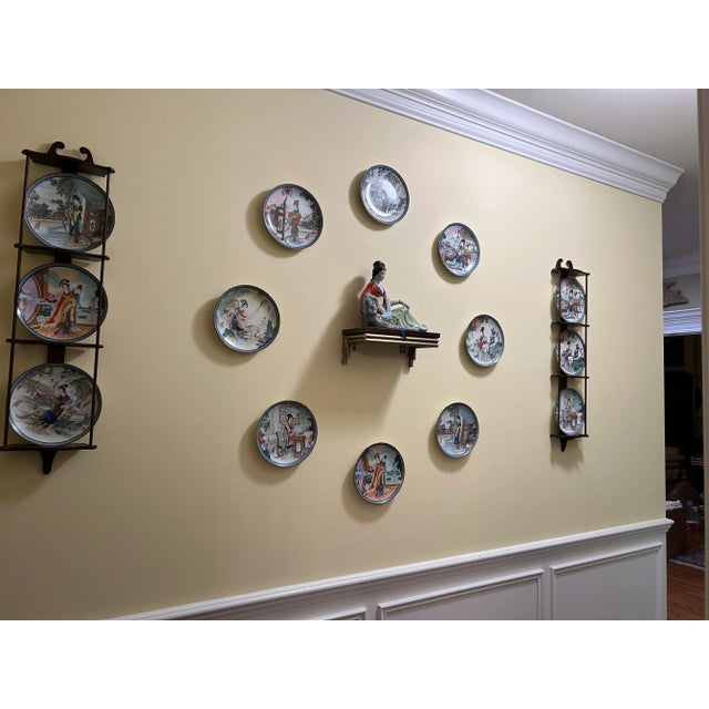 1980s Imperial Jingdezhen Porcelain Beauties of the Red Mansion 6 Plate Set For Sale - Image 11 of 13