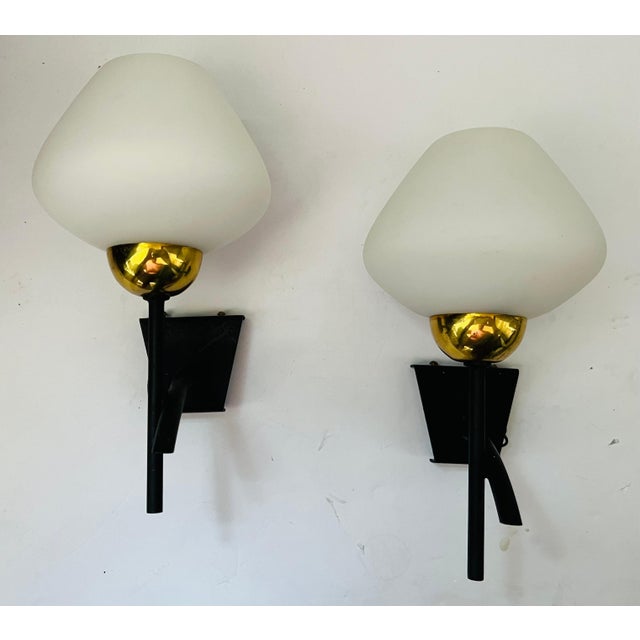 Pair of French 1960s Midcentury Lunel Wall Lamps Sconces For Sale In New York - Image 6 of 11