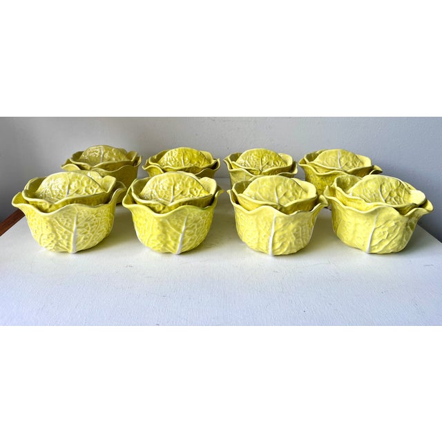 Mediterranean Vintage Secla Yellow Cabbage Leaf Majolica Tureens-Set 8 For Sale - Image 3 of 10