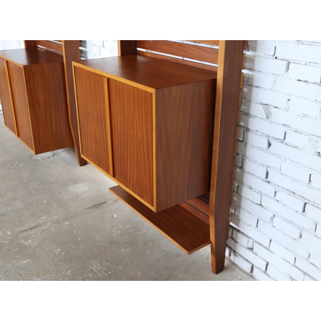 Brown Mid-Century Italian Teak Floor-to-Ceiling Wall Units, 1950s, Set of 2 For Sale - Image 8 of 16