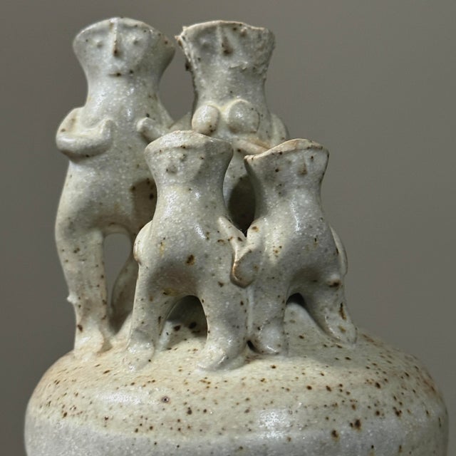 Vintage Solveig Cox Mid Century Shino Glazed Abstract Figurative Pottery, Signed For Sale - Image 4 of 5