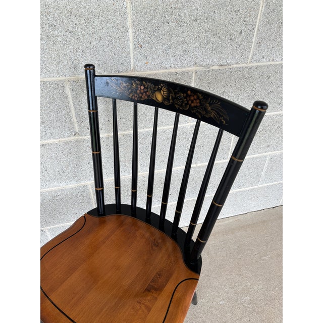 Wood L. Hitchcock Black Harvest Maple Prospect Windsor Side Chairs - A Pair For Sale - Image 7 of 11