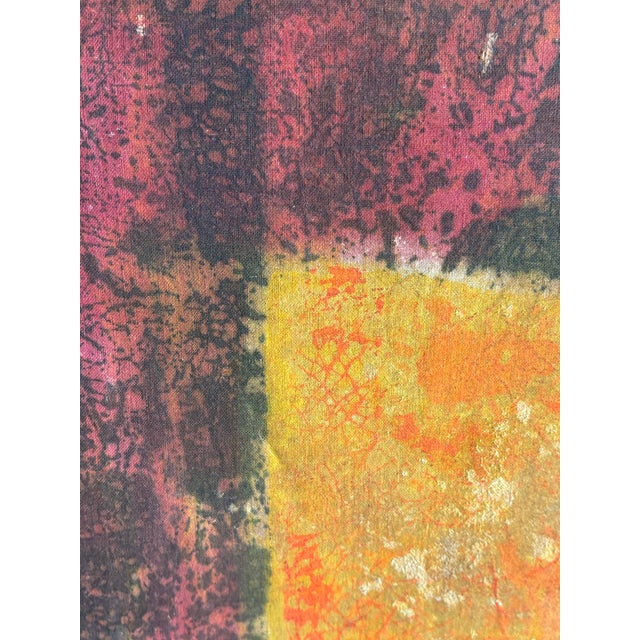 Vintage Mid Century Japanese Abstract Painting on Silk - Signed Modernist For Sale In Miami - Image 6 of 7