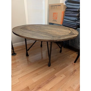 Rh Flatiron Round Elm & Steel Dining Table, 60" For Sale