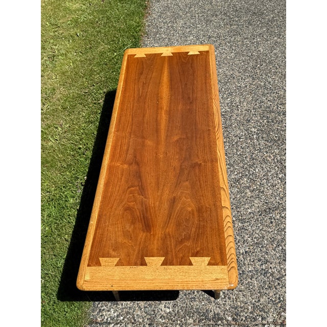 Mid Century Modern Lane Furniture "Acclaim" Walnut and Ash Coffee Table For Sale In Seattle - Image 6 of 7
