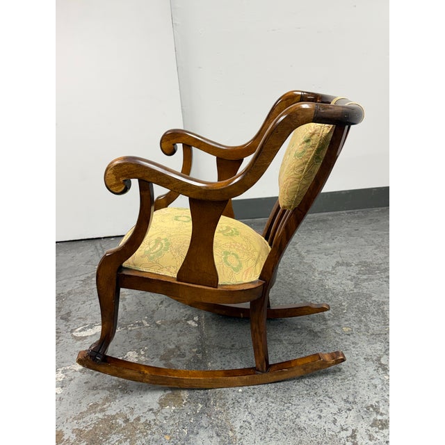 Empire Style Wood Rocking Armchair, Vintage For Sale - Image 4 of 12