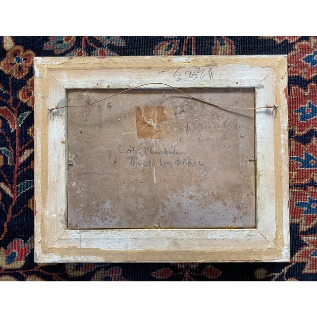1900's Original Signed & Framed Oil Painting of Old Log Bridge by American Artist Curtis Chamberlin For Sale In Los Angeles - Image 6 of 8