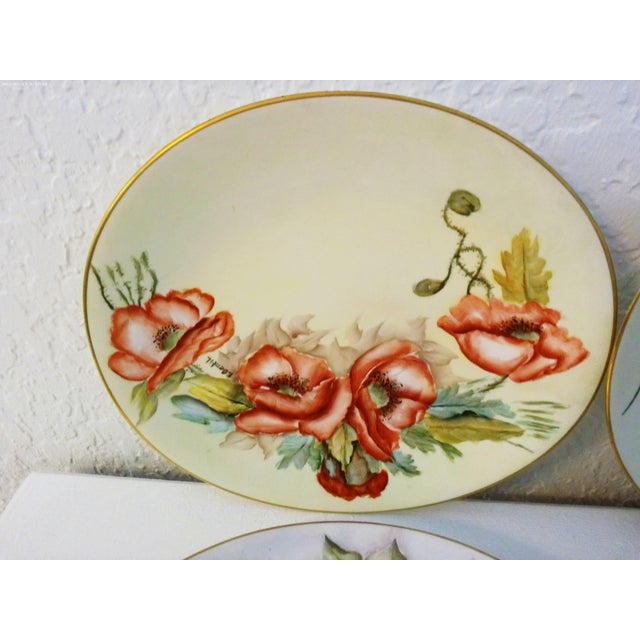 Victorian Vintage Hand-Painted Floral Porcelain Plates, Set of 8 For Sale - Image 3 of 7