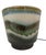 Small Ceramic Mid Century Vessel produced for retailer Raymor. This modern pot has a dark brown body with undulating blue,...