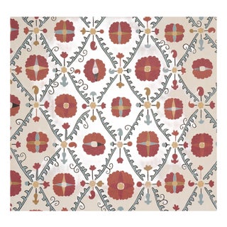 Sample - Schumacher x Johnson Hartig Amal Wallcovering in Tent Red & Blue For Sale