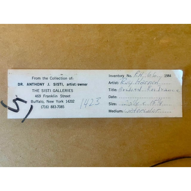 Original "Arched Entrance" Watercolor Painting by Roy Harned, 1970s For Sale - Image 12 of 12