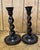 Vintage English Oak Open Barley Twist Candlesticks For Sale - Image 4 of 6