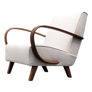 Bentwood Armchair in Ivory Premium Boucle by Jindrich Halabala, 1930s For Sale