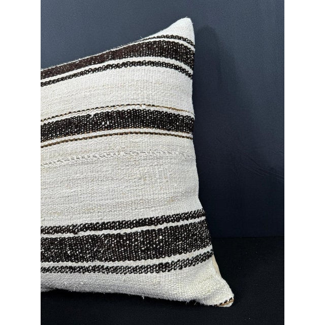 Contemporary Turkish Hemp Pillow Cushion Natural Beige Black Cushion Cover 20"x20" For Sale - Image 3 of 4