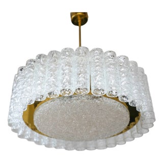 Vintage Ice Glass Tube Pendant Lamp from Doria Leuchten, Germany, 1970s For Sale