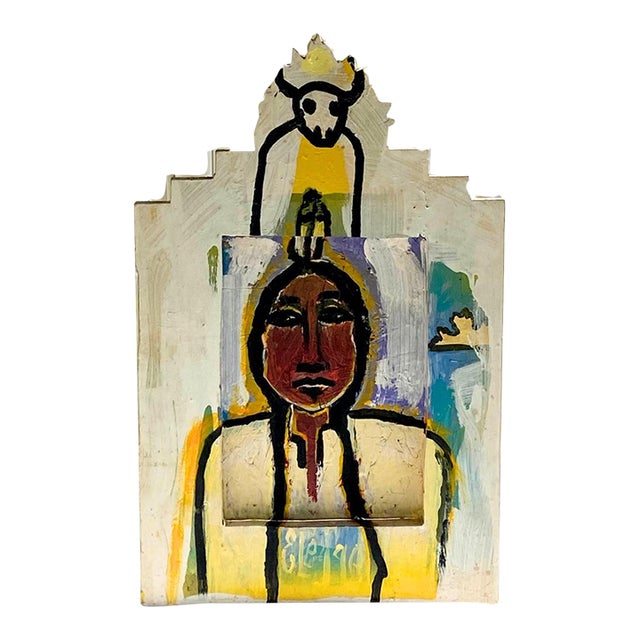 Folk Art Americana Painting Sitting Bull by Artist Eric Legge For Sale