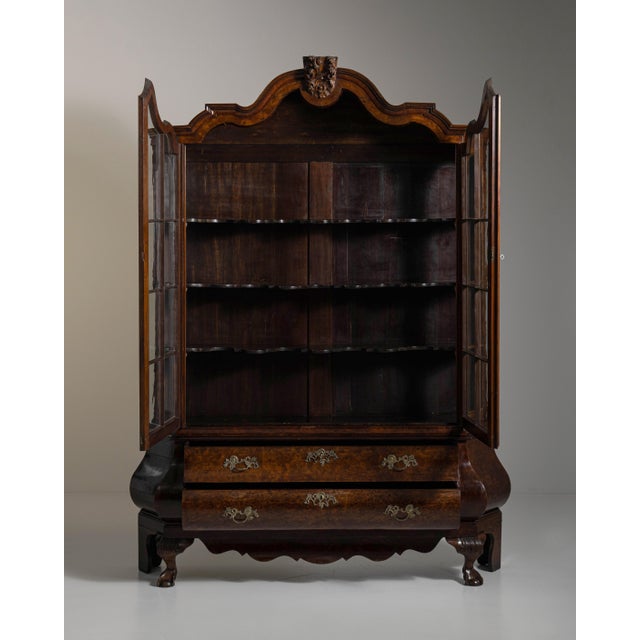 19th Century Chestnut Brown Dutch Vitrine with Brass Hardware For Sale - Image 4 of 15