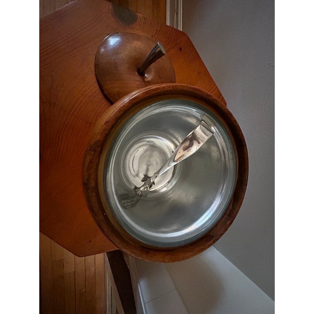 1960s Mid-Century Modern Solid Walnut Apple Ice Bucket With Silverplate Claw Tongs For Sale - Image 10 of 13