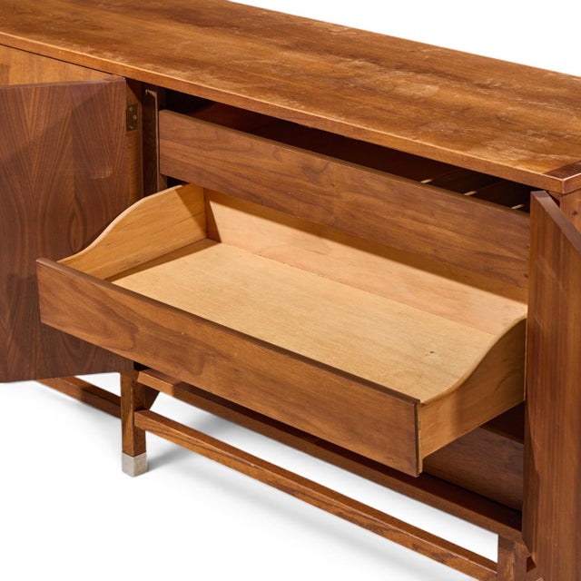 Brown Stanley Harlequin Mid Century Walnut Credenza For Sale - Image 8 of 10