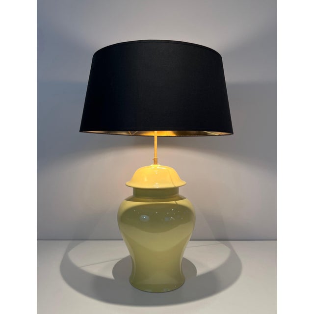 1970 Yellow Ceramic Table Lamps. French Work - a Pair For Sale - Image 6 of 12