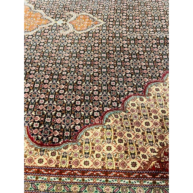 Early 21st Century Black Color Fine Tabriz Silk & Wool For Sale - Image 9 of 12